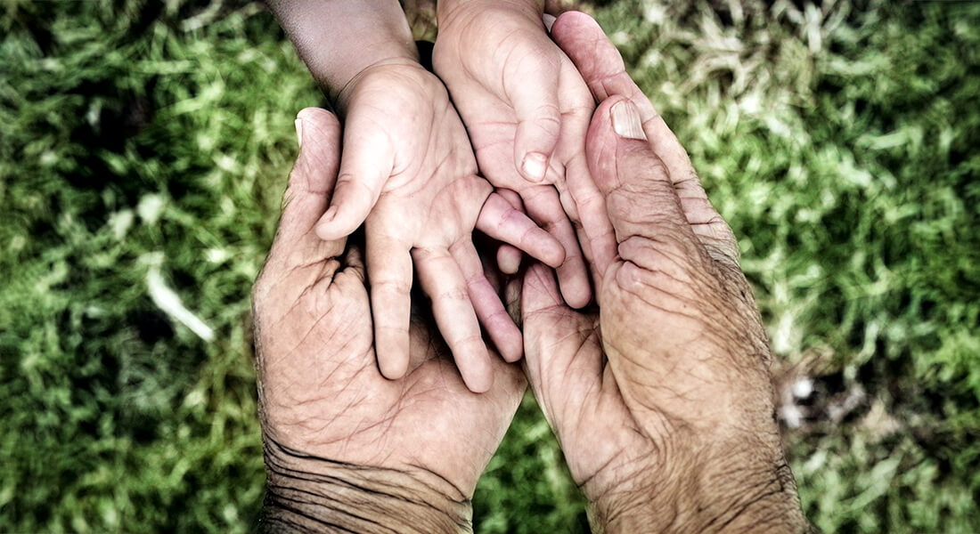 Young and old hands.